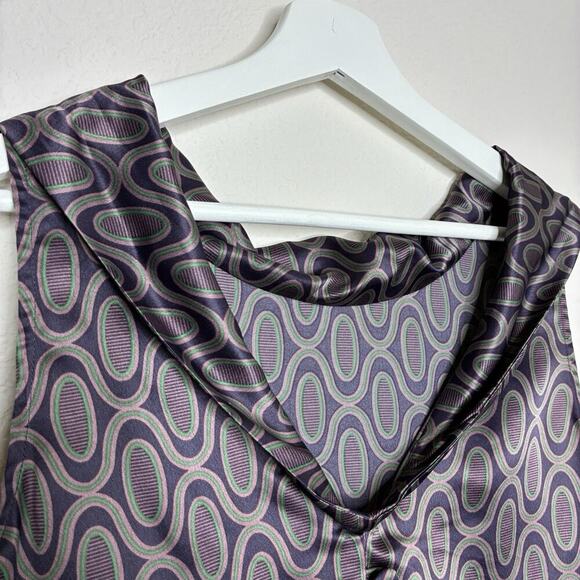 To the Max Cowl Neck Sleeveless V-Back Purple Pocketed Shift Dress S - Picture 5 of 8